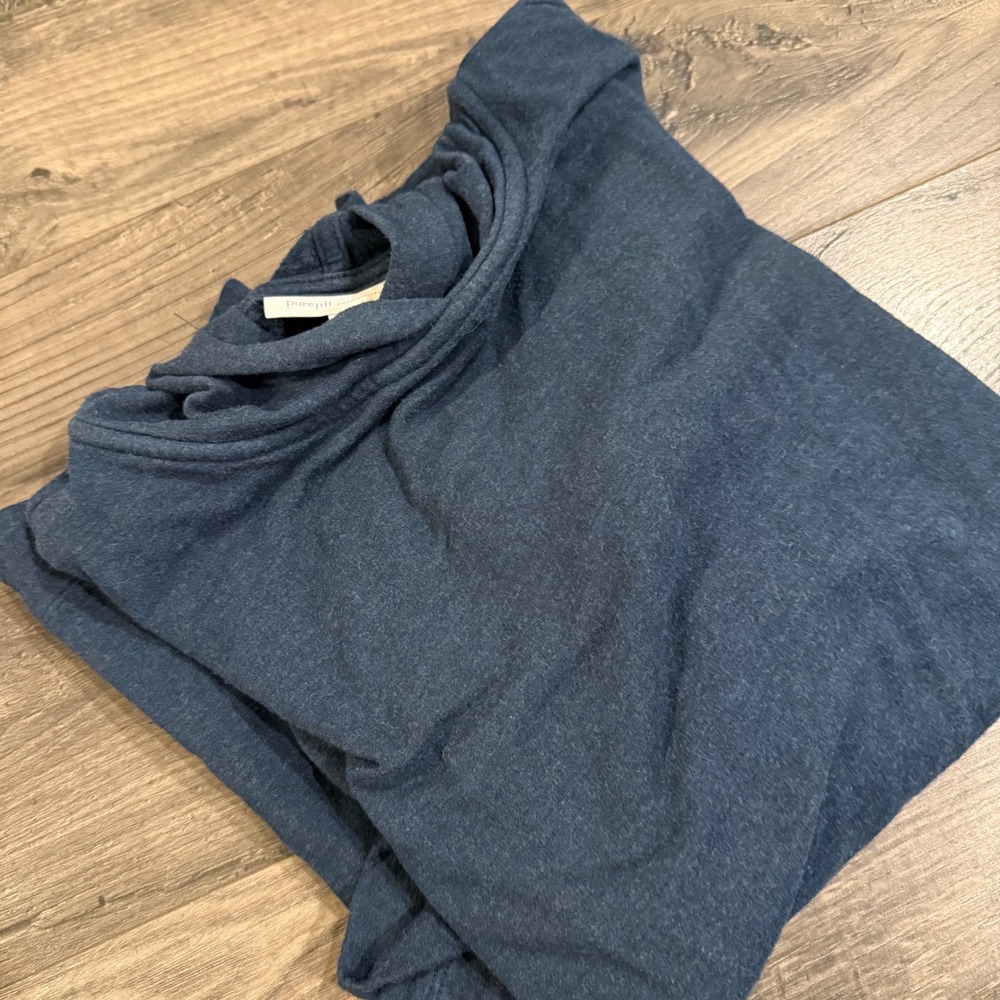J. Jill Pure Jill Tranquility Fleece Hoodie Gray Blue Pullover Womens Medium